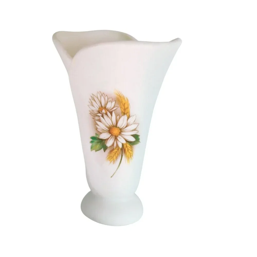 Vintage ABP American Bisque Porcelains Floral Vase Daisies & Wheat Design